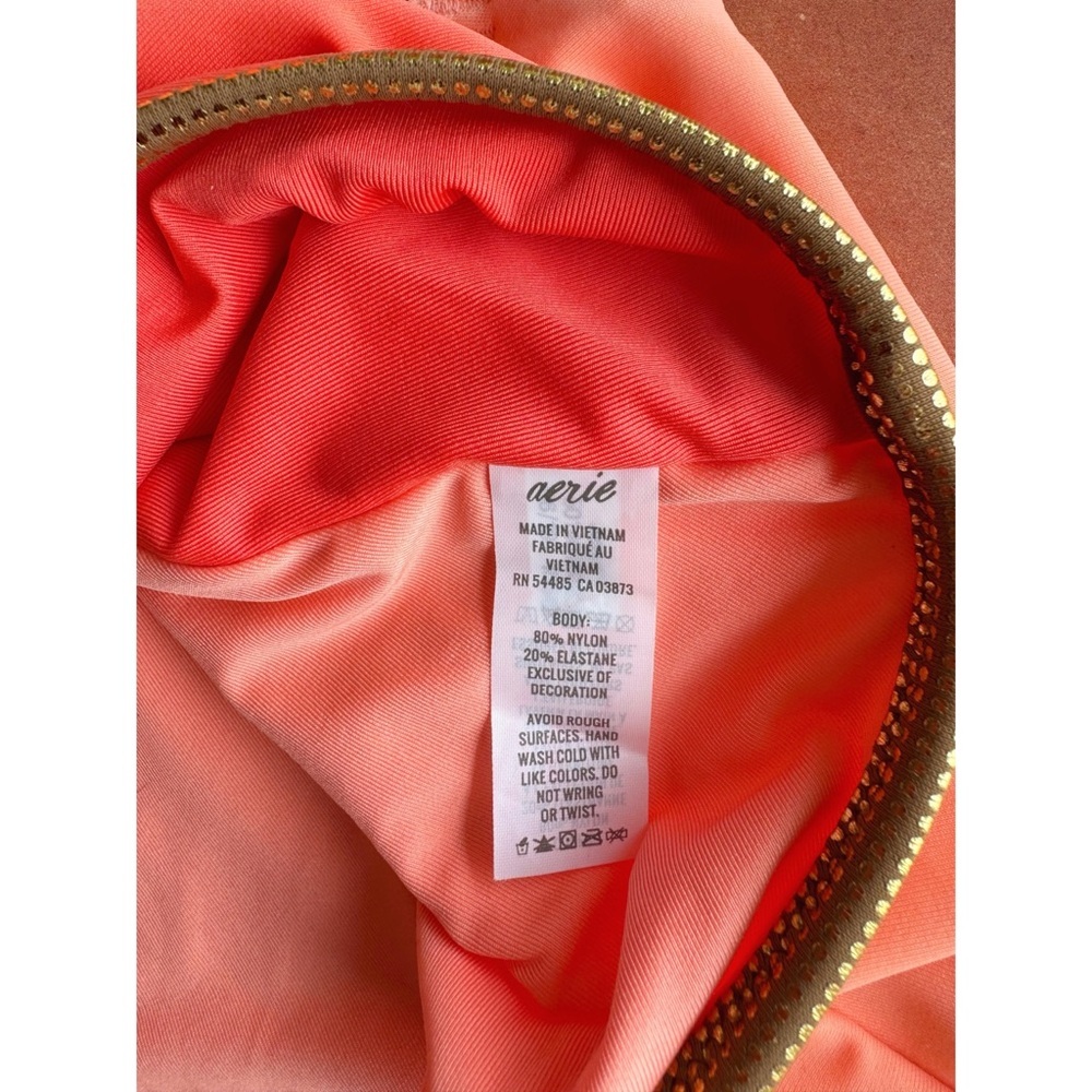 aerie Coral Red One-Piece Swimsuit with Braided Ties - Picture 5 of 6